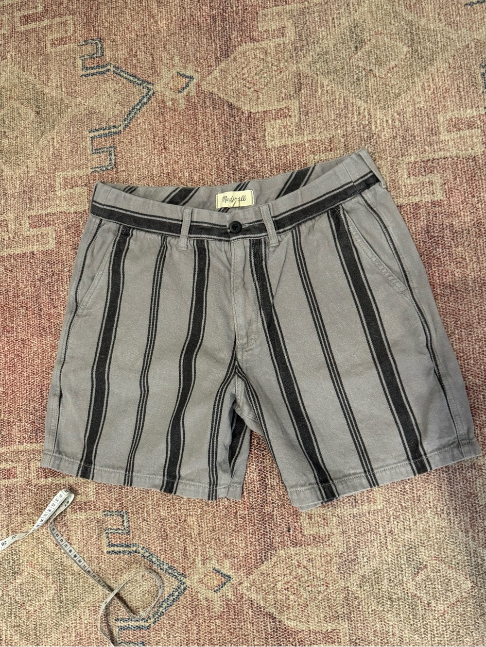 Madewell striped cotton high rise 6 inch inseam #grandpacore shorts size medium